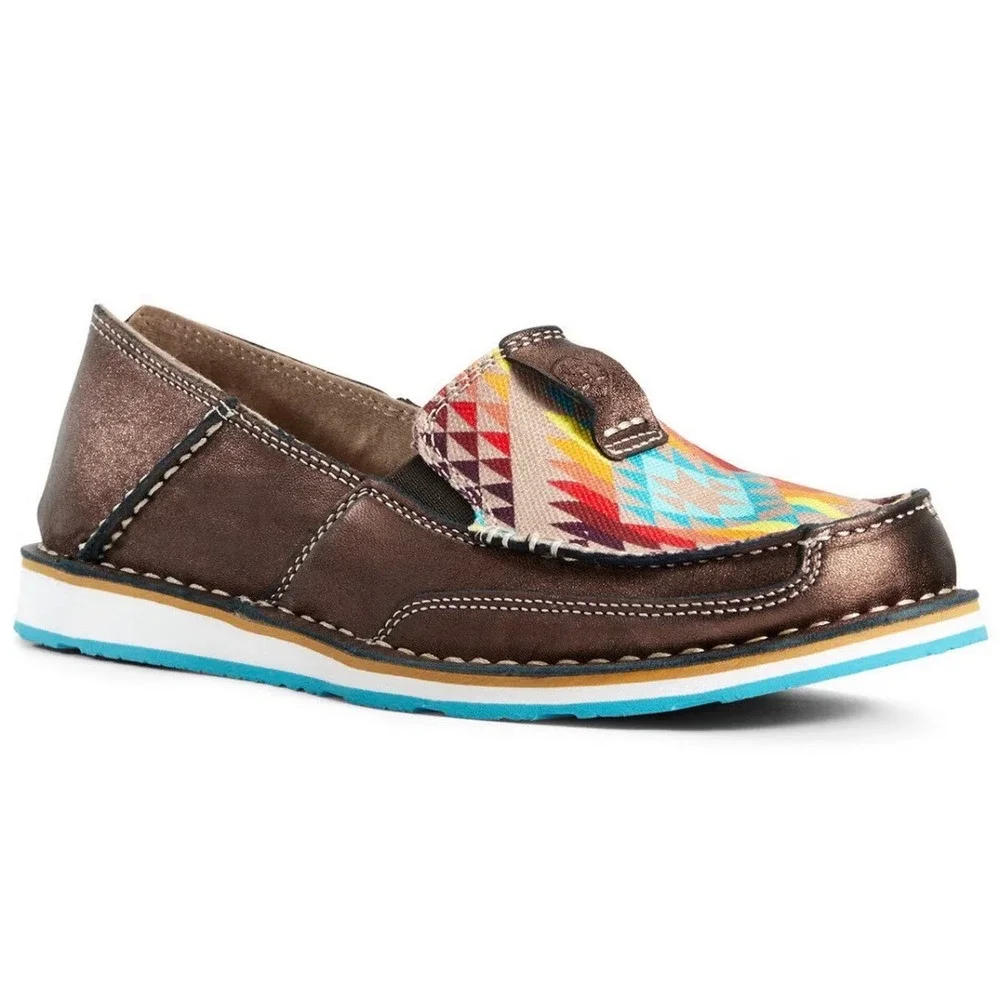 Ariat Cruiser Womens Metallic Bronze Serape Southwestern Slip On Loafers Shoes